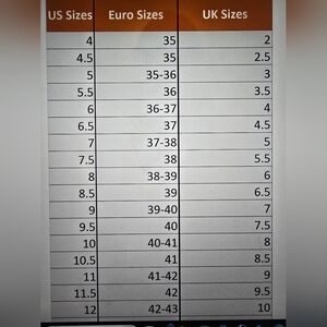 REFERENCE ONLY NOT FOR SALE European Shoe Size Conversion Reference